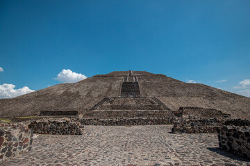 Pyramids of the Sun and the Moon in the Avenue of the Dead, the city of Teotihuacán in Mexico