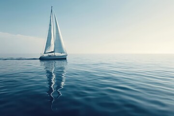 Obraz premium Set sail on a cybernetic boating or sailing journey, embracing the freedom and tranquility of the open waters with copy space