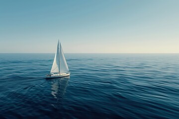 Obraz premium Set sail on a cybernetic boating or sailing journey, embracing the freedom and tranquility of the open waters with copy space