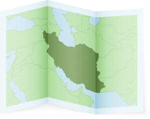 Folded map of Iran