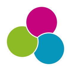 Colorful infographic chart with overlapping circular shapes.Graphic circle divided in 3 segments.Vector,illustration.
