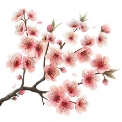 Fototapeta premium In spring, cherry blossoms bloom in their natural colors, a beautiful sight to behold.