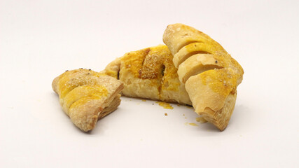 Chocolate pastry cake with a triangular shape