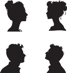 Vector silhouette cameo man and woman 