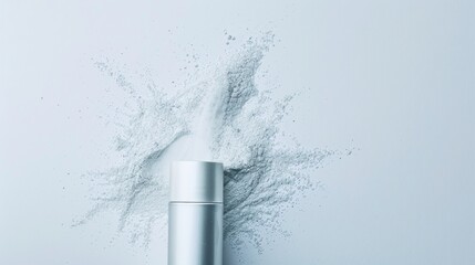 Silver Bottle Surrounded by White Powder Explosion