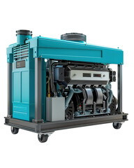 High-efficiency diesel generator with modern design and advanced engineering isolated on transparent background