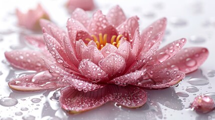 Pink Water Lily with Dew Drops