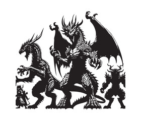 dragon vector art graphic resources silhourtte vector style, white background