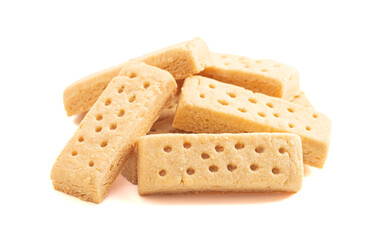 Classic Sweet Rectangular Butter Shortbread Isolated on a White Background