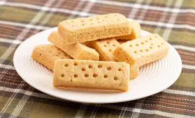 Classic Rectangular Butter Shortbread with Green Tartin Tablecloth