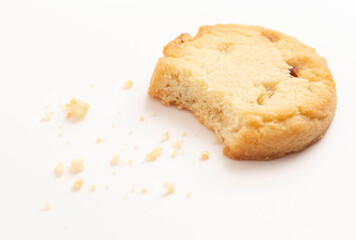 Sweet Round Pecan Butter Shortbread Cookies Isolated on a White Background