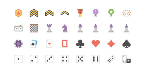 board games flat icon set