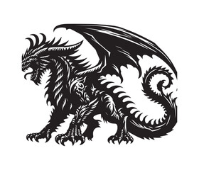 dragon vector art graphic resources silhourtte vector style, white background