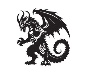 dragon vector art graphic resources silhourtte vector style, white background