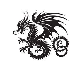 dragon vector art graphic resources silhourtte vector style, white background