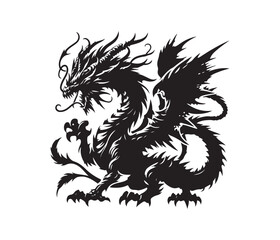 dragon vector art graphic resources silhourtte vector style, white background
