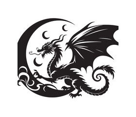 dragon vector art graphic resources silhourtte vector style, white background