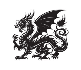 dragon vector art graphic resources silhourtte vector style, white background