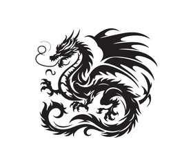 dragon vector art graphic resources silhourtte vector style, white background