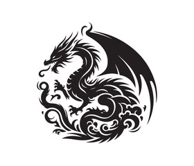 dragon vector art graphic resources silhourtte vector style, white background