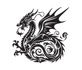 dragon vector art graphic resources silhourtte vector style, white background