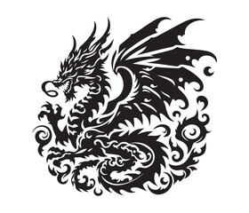 dragon vector art graphic resources silhourtte vector style, white background