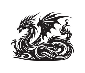 dragon vector art graphic resources silhourtte vector style, white background