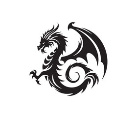 dragon vector art graphic resources silhourtte vector style, white background