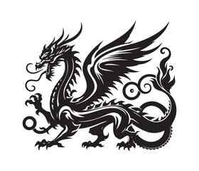 dragon vector art graphic resources silhourtte vector style, white background