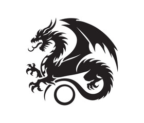 dragon vector art graphic resources silhourtte vector style, white background