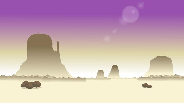 Animated Cartoon Scene of a Barren Desert under Scorching Sunlight