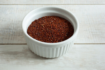 A view of a bowl of red quinoa.