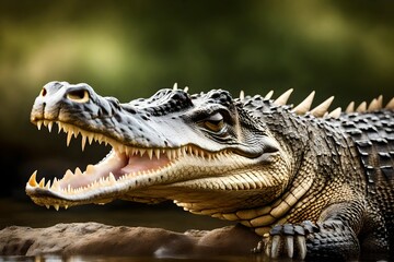 Obraz premium Nile crocodile (Crocodylus niloticus) isolated on white background.