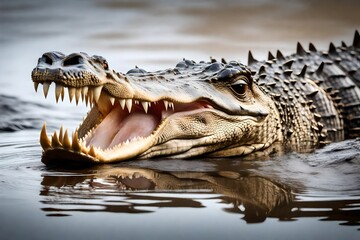 Obraz premium Nile crocodile (Crocodylus niloticus) isolated on white background.