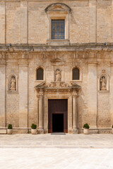 Martina Franca, Italy, Puglia - May 25, 2024: Facade of Church of Saint Francis of Assisi (Chiesa di San Francesco d'Assisi), located in Piazza Mario Pagano