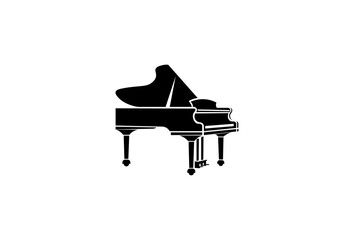 Vector illustration of a piano silhouette on a white background