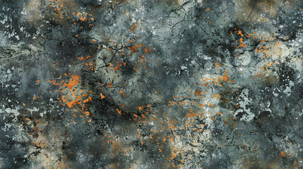 Dark grey grunge wall with orange stains showing concrete texture