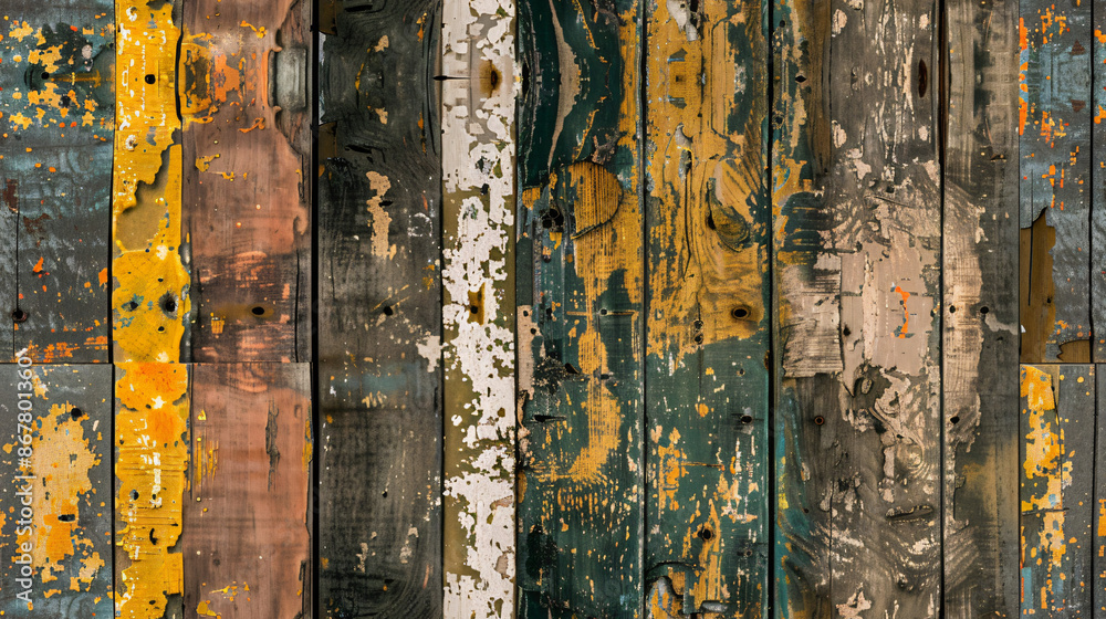 Poster old painted wood planks forming a rustic background texture