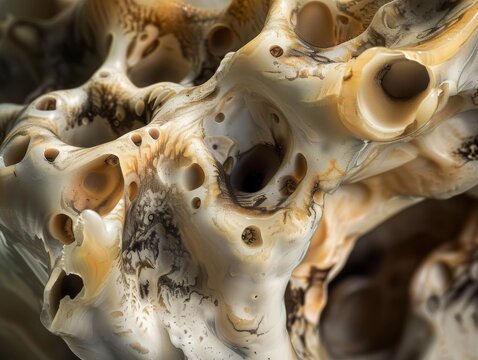 macro photograph of structure of a fulgurite formation. The image captures the delicate, branching patterns formed by the fusion of sand or soil due to lightning strikes.