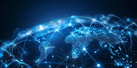 Global network connection. Big data analytics and business concept, world map point and line composition concept of global business, digital connection technology, e-commerce, social network.