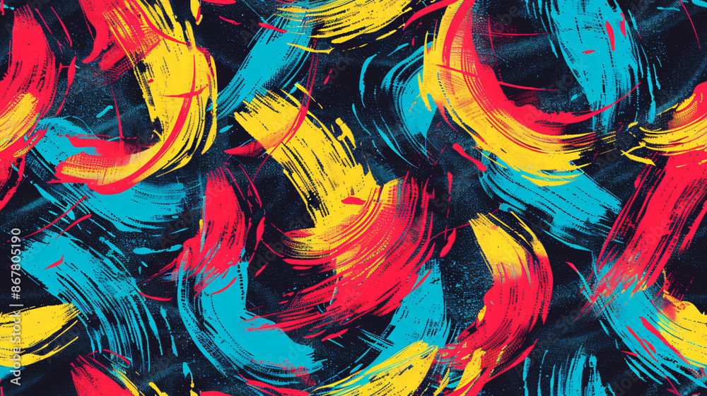 Aufkleber colorful brushstrokes creating a seamless pattern in an abstract background