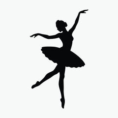 Woman ballerina dancer silhouette vector illustration isolated on white background