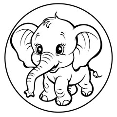 Naklejka premium Black and white elephant coloring book. Page design, color scheme, graphics for drawing