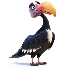Obraz premium Vulture 3D cartoon isolated whitebackground 