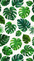 Fototapeta premium Botanical element featuring hand-drawn jungle leaves, ideal for creative summer designs.