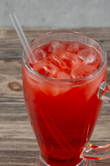 A closeup view of a watermelon refresher.