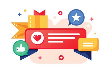 Naklejka premium A notification banner using like, star, love, message icon, online notifications bell icon