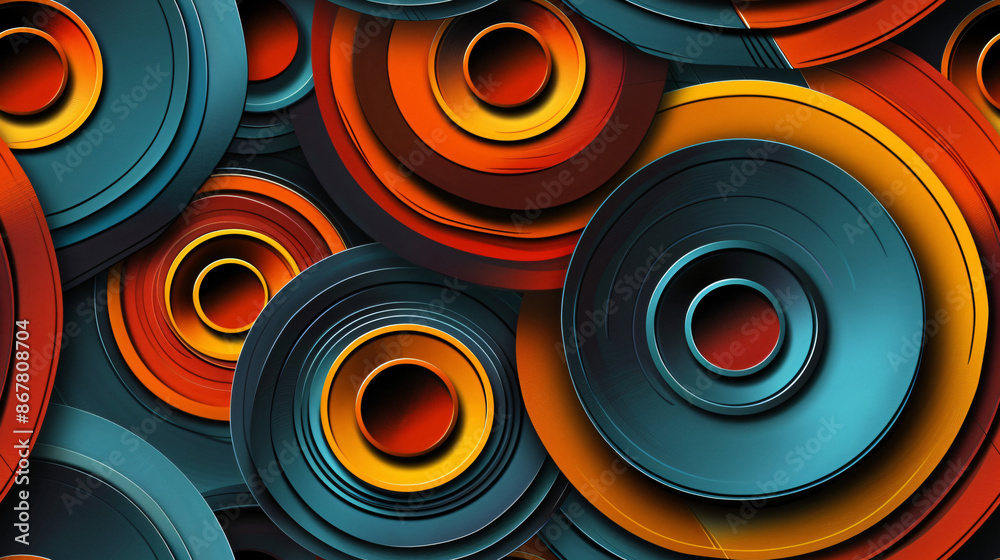 Aufkleber Vibrant abstract background featuring intersecting circles for a 3d illusion