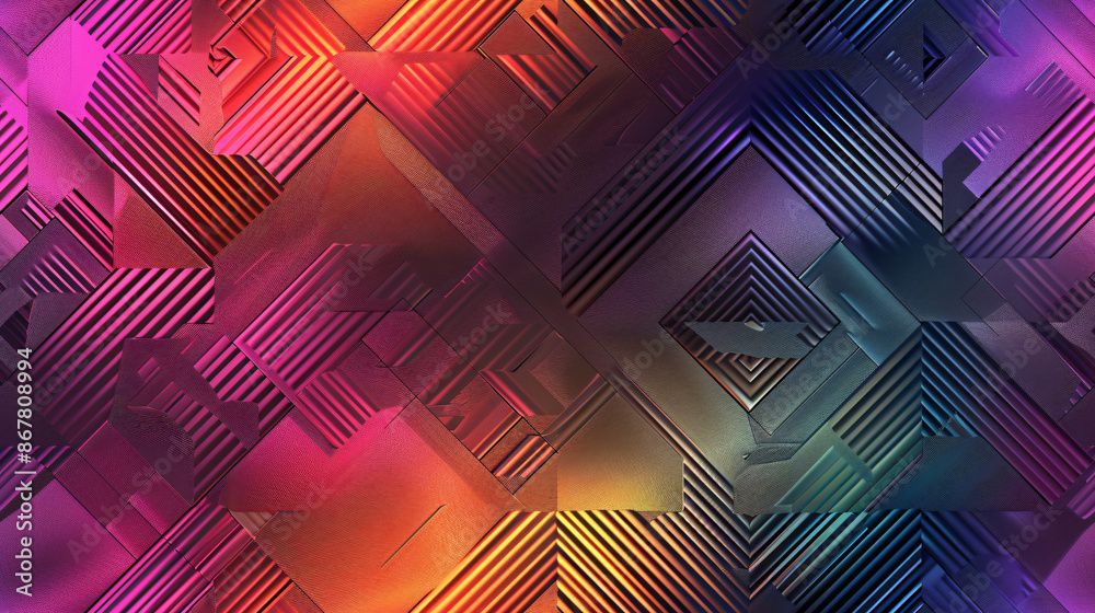 Aufkleber vibrant geometric pattern with metallic effect, perfect for technology and design projects