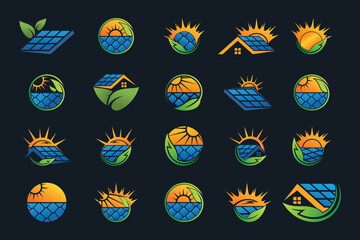 Set bundle solar logo design vector collection with unique element idea